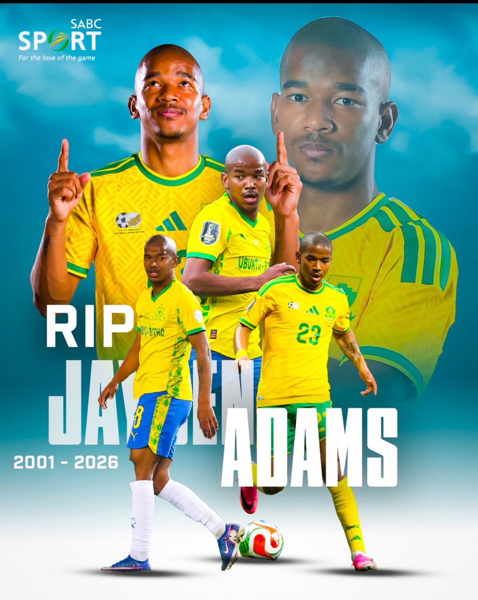 AdadumeMag's tweet photo. According to @SABC_Sport @Masandawana and @BafanaBafana midfielder Jayden Adams has passed on at the age of 25. His representatives confirmed the tragic news, though details of his death remain unclear. https://t.co/MFHFmXECqw