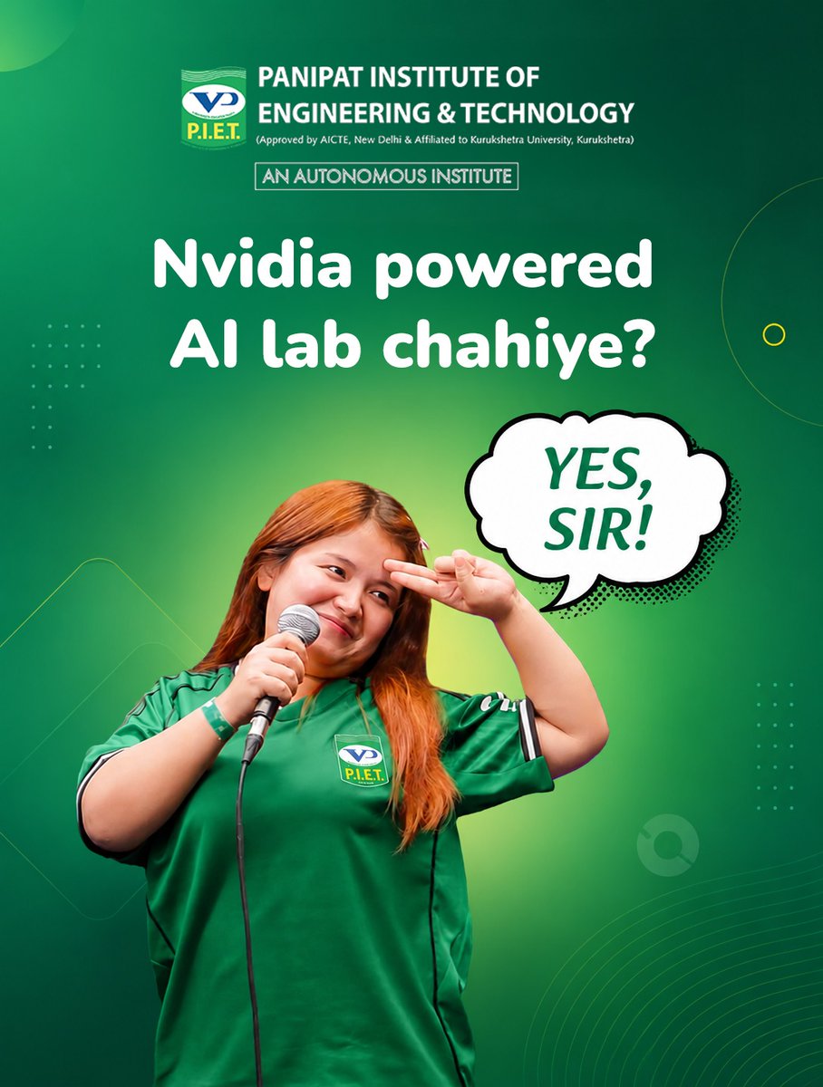 PIETPanipat's tweet photo. Every “YES, SIR!” begins a bigger story where AI becomes your playground, ideas turn into startups, and classrooms become launchpads. At PIET, you don’t just prepare for the future; you start building it. Because your journey deserves more than a degree. 
#YESPIET
#Pietcollege https://t.co/Sotd2IZnrh