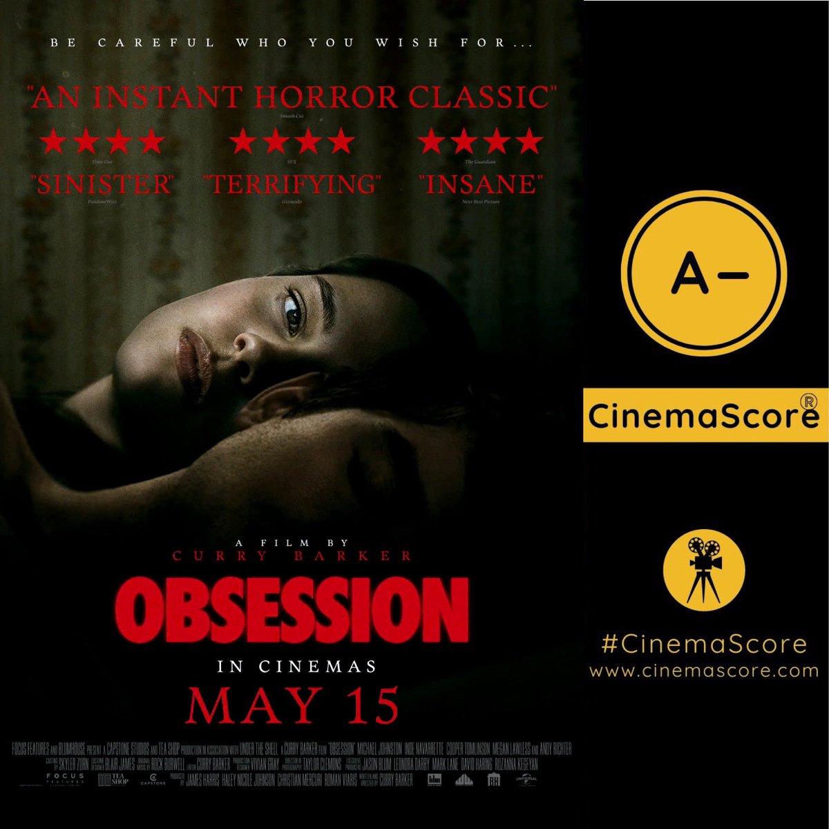 Luiz_Fernando_J's tweet photo. After a legendary 55-day streak above 1M along with #InsideOut2 as the #7 longest of ALL TIME (#2 Post-Covid) having ended on THU, #Focus’ R-rated original horror phenomenon #Obsession is back above 1M, crossing 250M mark at US #BoxOffice!
YouTuber #CurryBarker grossed OBSESSED 1.3M on BIGGEST 9th nationwide WED of ALL TIME for horror, a -41.7% drop from last FRI, after losing harsh -586 theatres yesterday, now playing in 2.054, due to its release on digital!
It hits a 250.8M cume in the US!
The film itself had a ridiculously low under 1M production price tag, and #Focus paid only 15M to acquire the global distribution rights from producers (sans France, Russia, Australia & NZ).
Both sides seeing their investment paying off greatly.
Eyeing a 4M-4.5M 9th 3-day weekend in the US