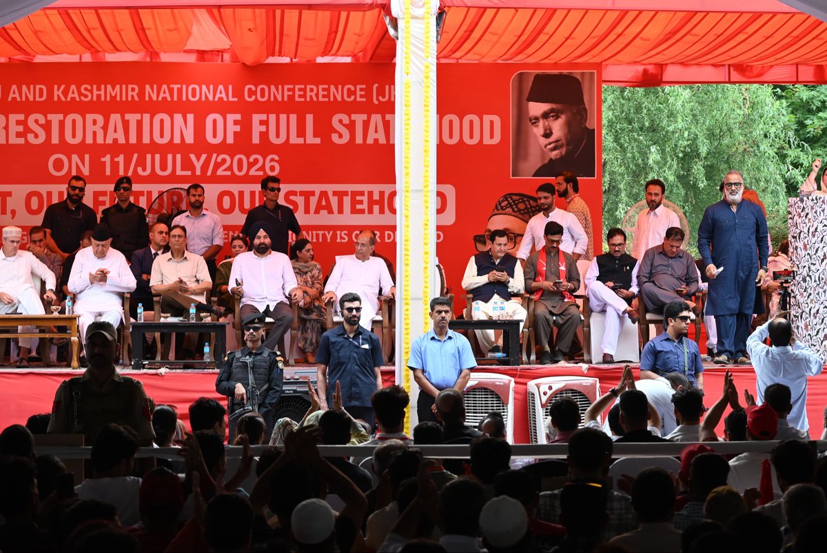JavedDar_NC's tweet photo. Heartfelt gratitude to @JKNC_ President Dr. Farooq Abdullah sahib, VP and CM Omar Abdullah sahib, General Secretary Ali Mohammad Sagar sahib, the entire party leadership, dedicated workers, supporters, and every citizen for making the Statehood March a historic success. https://t.co/l0HSaZAZGy