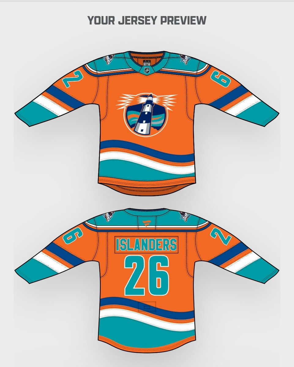 Corbinator91's tweet photo. Figured i would join in on the jersey making. They need to use the light house as a logo. And the orange jersey is different. (I know they have used an orange jersey, but its been a while) 
#newyorkislanders #jerseymaking https://t.co/V6BWtj1h3I