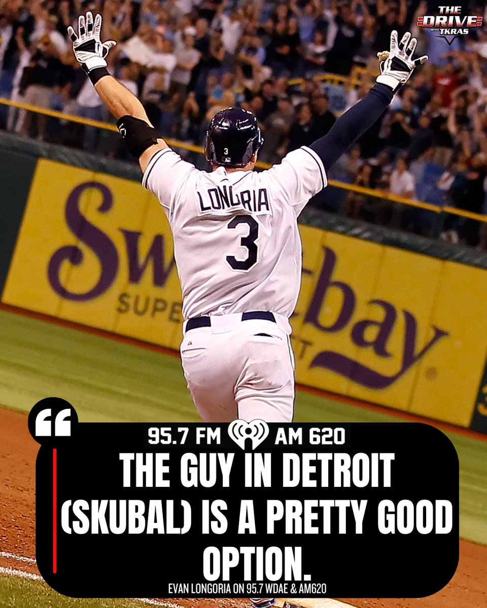 957WDAE's tweet photo. Yesterday, @TKras asked Evan Longoria for a name the Rays should trade for ahead of the MLB trade deadline. Longoria responded. Would Tarik Skubal make you happy?

#RaysUp https://t.co/vAV2gXZ9YU