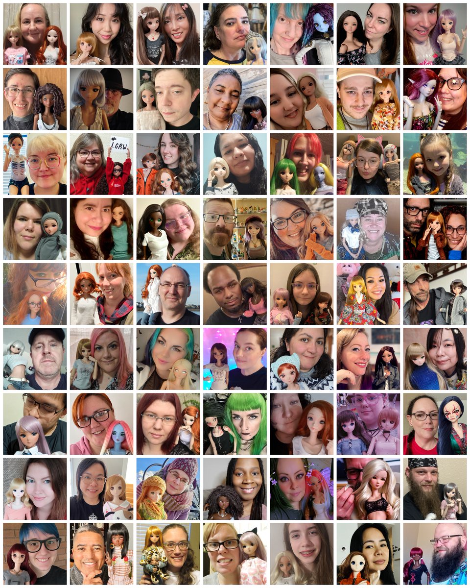 SmartdollLand's tweet photo. Hey folks! Its time for the Smart Doll Selfie Collage Call-out!

It’s been over three years since our last Smart Doll selfie collage call-out, and a lot has changed at Smart Doll Land since then.

Since the last collage, we’ve introduced the Pear body, Coffee skin tone, lots of new characters, and welcomed many new members to Smart Doll Land. 

At the same time, some folks have moved on to other hobbies, so we’d love the collage to reflect the community as it is today. If you appeared in a previous collage, you’re more than welcome to join in again!

If you’d like to be part of it, send your selfie to the Smart Doll support email address—the same one we use to contact you about shipping and other order-related stuff.

A few tips:
-Choose your favorite Smart Doll if you have several. Once cropped into a small square, multiple dolls end up looking like tiny pixies and are barely visible.

-A selfie with your Smart Doll close to your face usually works best, giving both of you the most room in the final crop. We’ve also successfully used photos with two Smart Dolls, as long as they’re snuggled up close to your face. :-)

-Have a look at the previous collage to get an idea of the types of photos that work well.
Please send the original, highest-resolution image you have. Avoid screenshots, heavy filters, or blurry photos.

In the past, we couldn’t use some submissions because they were heavily filtered, low resolution, blurry, unrelated, or because the owner and Smart Doll were simply too small or too far apart in the frame.

I’ve seen so many awesome selfies shared online over the years, but I can only use photos when you’ve given us permission directly. Sending your selfie to our support email lets us know you’re happy for us to include it.

One of my fave things about these collages is that they’ve helped me recognize many of you when we meet at conventions outside Japan. It’s always nice to put a face to the person behind the Smart Doll.

There’s no submission deadline right now. As entries come in, we’ll get a better idea of how many spaces we have available. If needed, we’ll announce a closing date later.

...and if you are up for it...

One of my fave parts of the Smart Doll site has always been the community photos scattered throughout. As we’re refreshing the website theme, we’re updating many of these images too.

If you’d like to be featured, send us a landscape-oriented photo of yourself, your family, or your children together with your Smart Doll.

There’s no obligation to send one, but if you have a favorite photo that captures a special moment, we’d love to see it.

The only thing we ask is that the photo includes people with their Smart Dolls. We’re celebrating the people behind Smart Doll Land, so photos of just the Smart Doll won’t be used for this part of the website.

By sending us your photos, you’re giving us permission to include it in the Smart Doll community collage, which may appear on our website, social media channels (such as Instagram), printed materials, videos, and occasionally on TV, in movies, or in documentaries. :-)
Looking forward to seeing you and your Smarties! ❤️

This post is in a slightly more digestible format in the knowledge base.
https://t.co/MPP5hIQtpM

#smartdoll