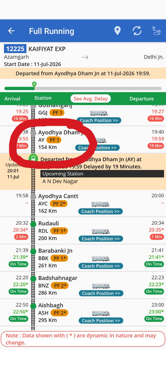 Samisha13554291's tweet photo. @Northernrailway @RailMinIndia needs to correct the platform no information of train 12225 in NTES App. Correct fixed platform at Ayodhya is platform 2 not platform 1 as per station supdt. Of ayodhya dham junction station. https://t.co/fIc4uC5BoZ