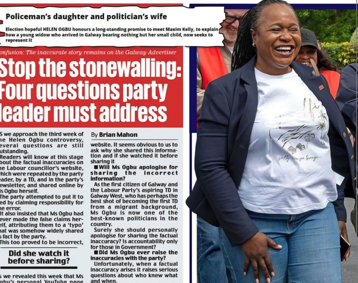 TheMandyGall's tweet photo. Have the rabid open border NGOs and politicians that assisted Ogbu to become Mayor of Galway led her to believe she needs not answer simple questions🤔....good on @irishdailymail doing what @rtenews won't.... https://t.co/ZIc7Wofzmp
