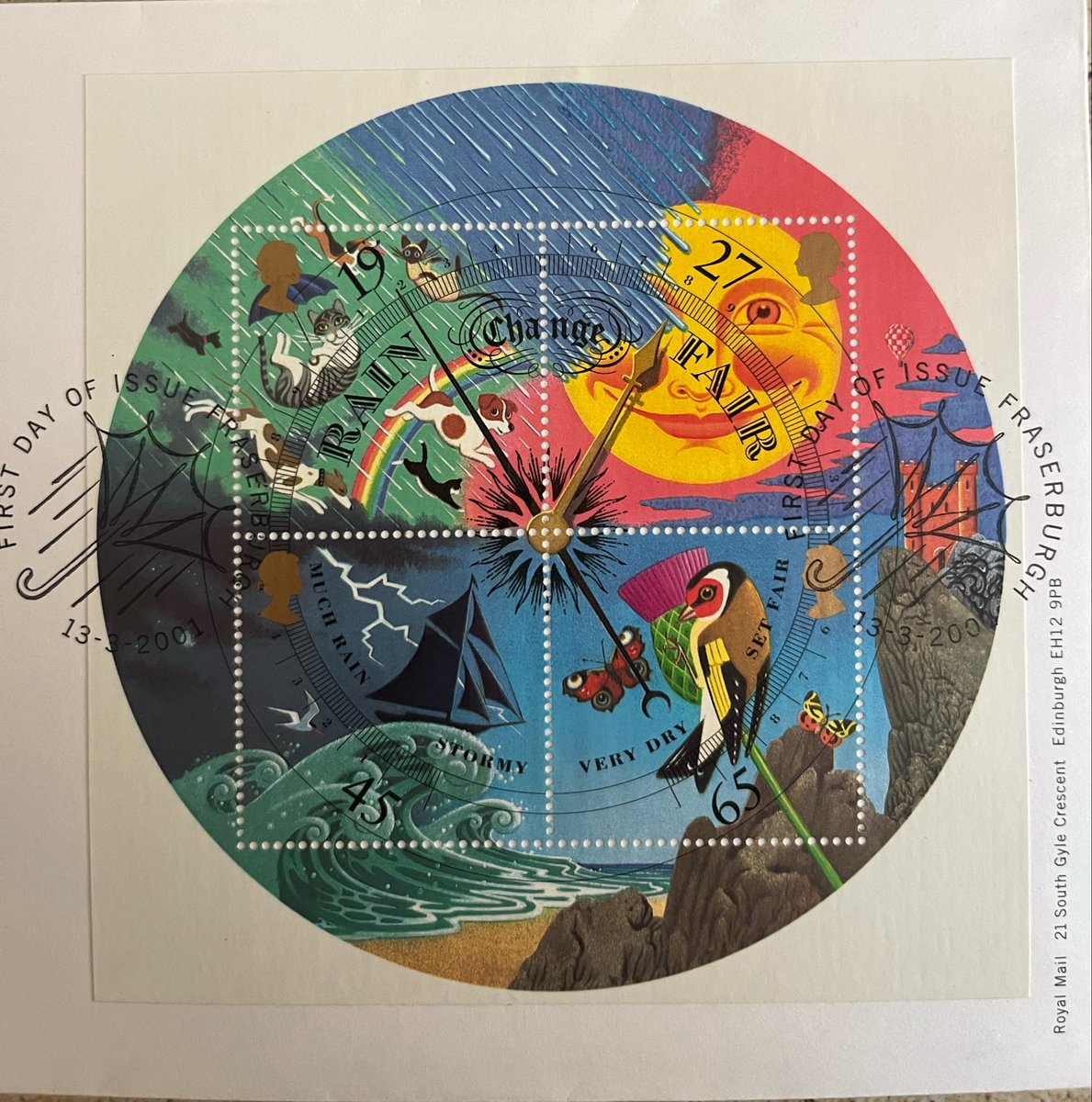 sciphi_Ananya's tweet photo. If I can explain how exactly the overall weather of India looks like in the month of July-this is the #stamp.Either its too much rain, too much sunny, too mich stormy or too much dry.Just like Indians, weather of India also has too many emotions. #storieswithstamps #philately https://t.co/yVP8tGInWL