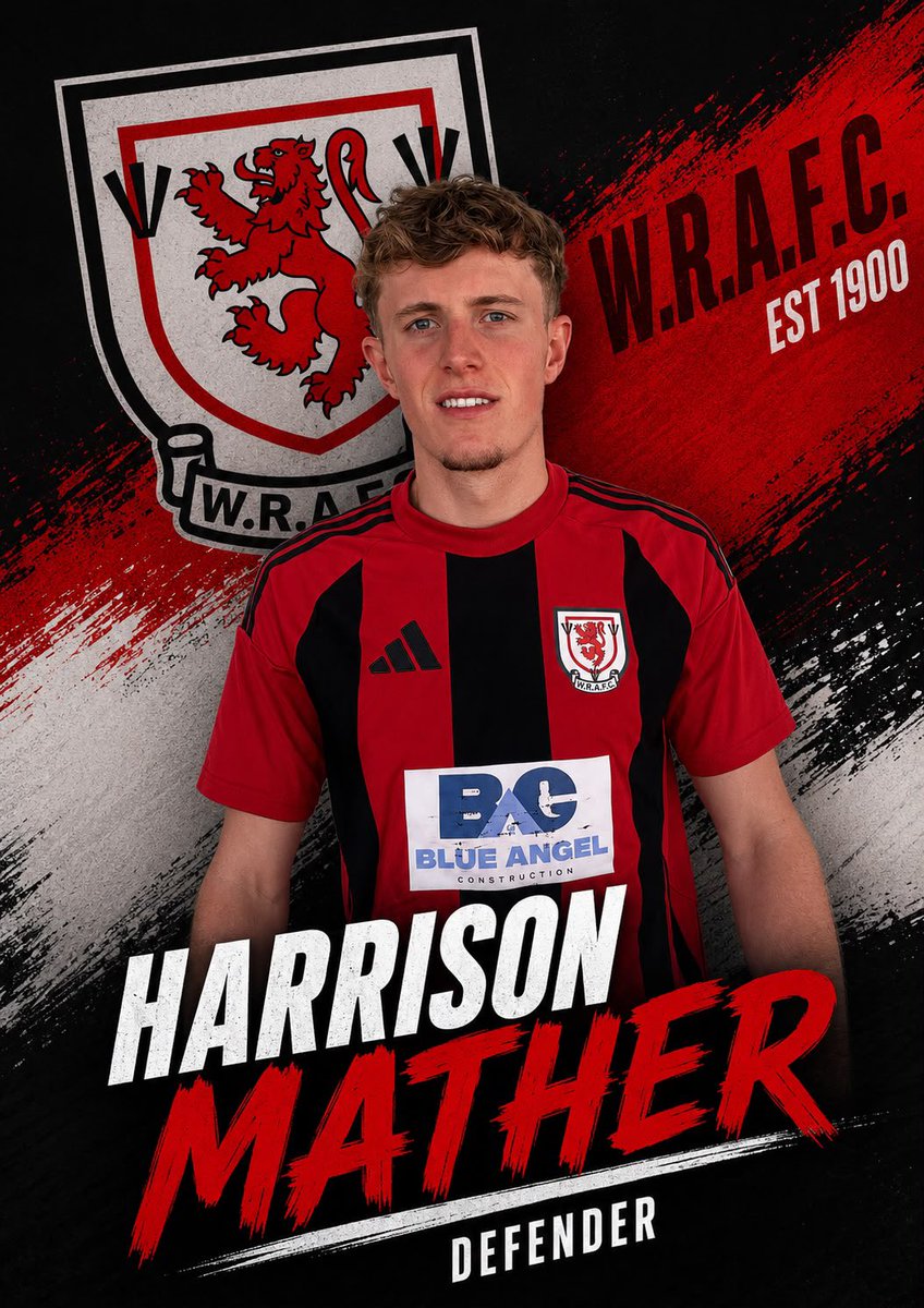 WRAFC1stTeam's tweet photo. 🚨 SIGNING NEWS 🚨

We’re delighted to announce our 1st signing of the summer, CB @harrymather_ , joins us from Denton Town FC! Harrison was part of the Cheshire Inter League winning team and has been on our radar for as someone who can  strengthen the squad. 

Welcome to WRAFC https://t.co/BTOf0FU8pD