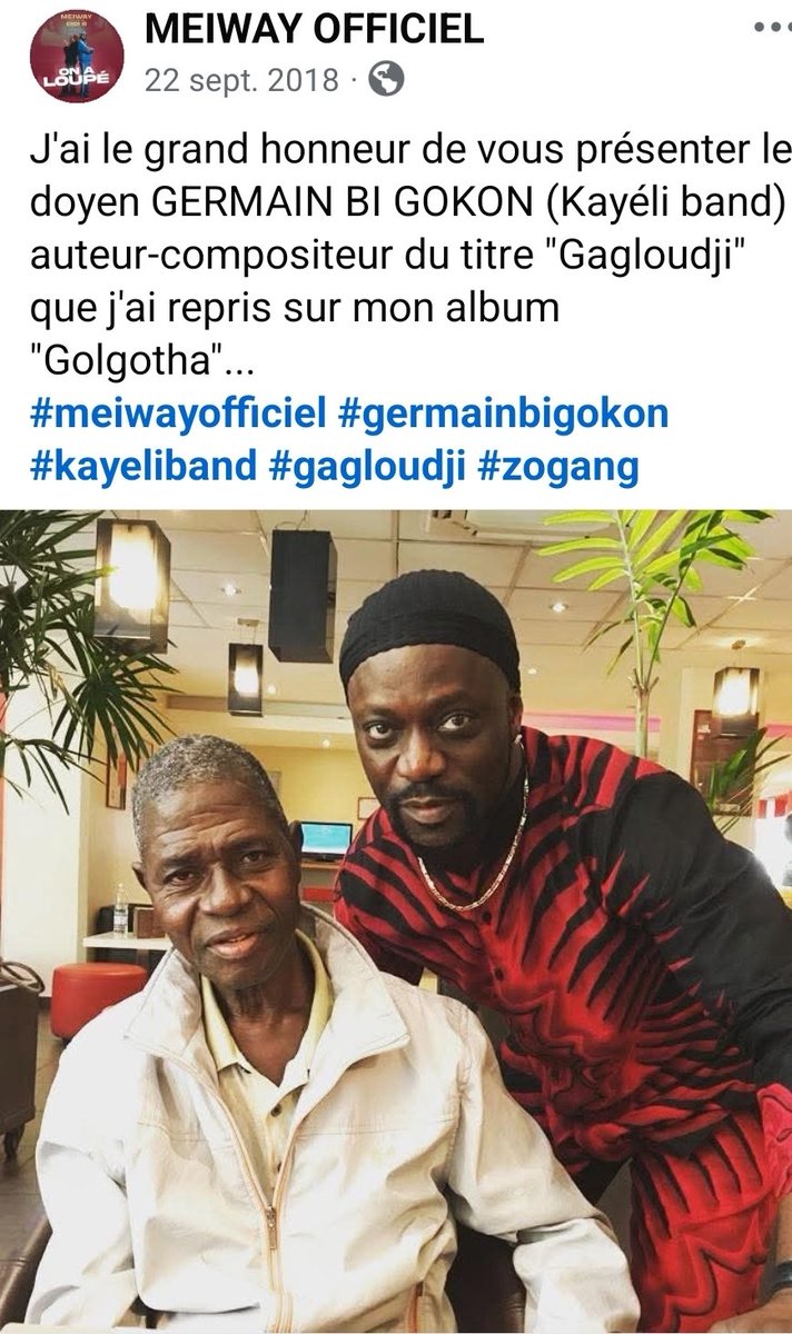 Meiway2's tweet photo. Sur cette capture, j'avais souhaité l'honorer vivant ce 22 Septembre 2018.
Il a tiré sa révérence ce 10 Juillet 2026 après une longue maladie. Sincères condoléances à sa famille, à son épouse et à toute la grande famille de la musique Ivoirienne. Merci Papa GERMAIN BI GOKON 🙏🏾 https://t.co/eOnBjFkS1L
