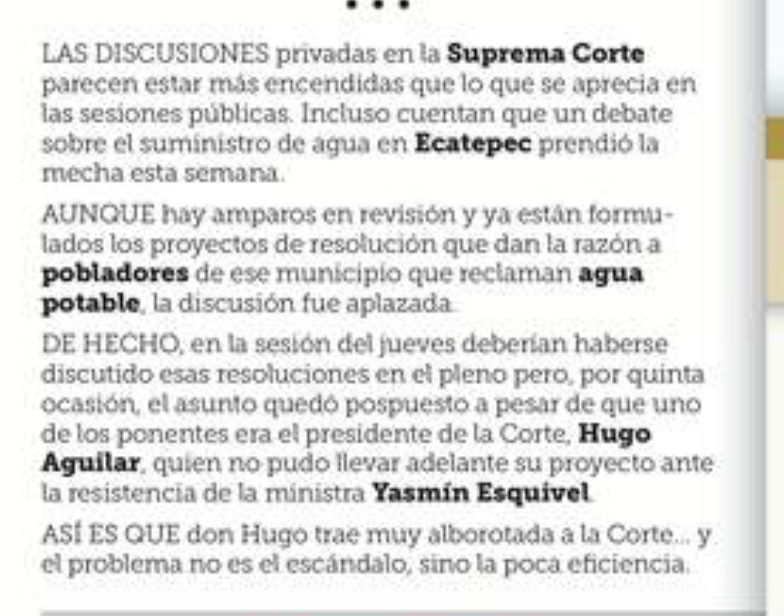 acastilloDC's tweet photo. La Suprema Corte lleva cinco sesiones sin poder resolver un amparo de ciudadanos de Ecatepec que reclaman agua potable. Cinco veces pospuesto. Mientras tanto la misma Corte protegió a Abelina con 896 millones sin comprobar en tiempo récord. https://t.co/VFgh7H3Z2w