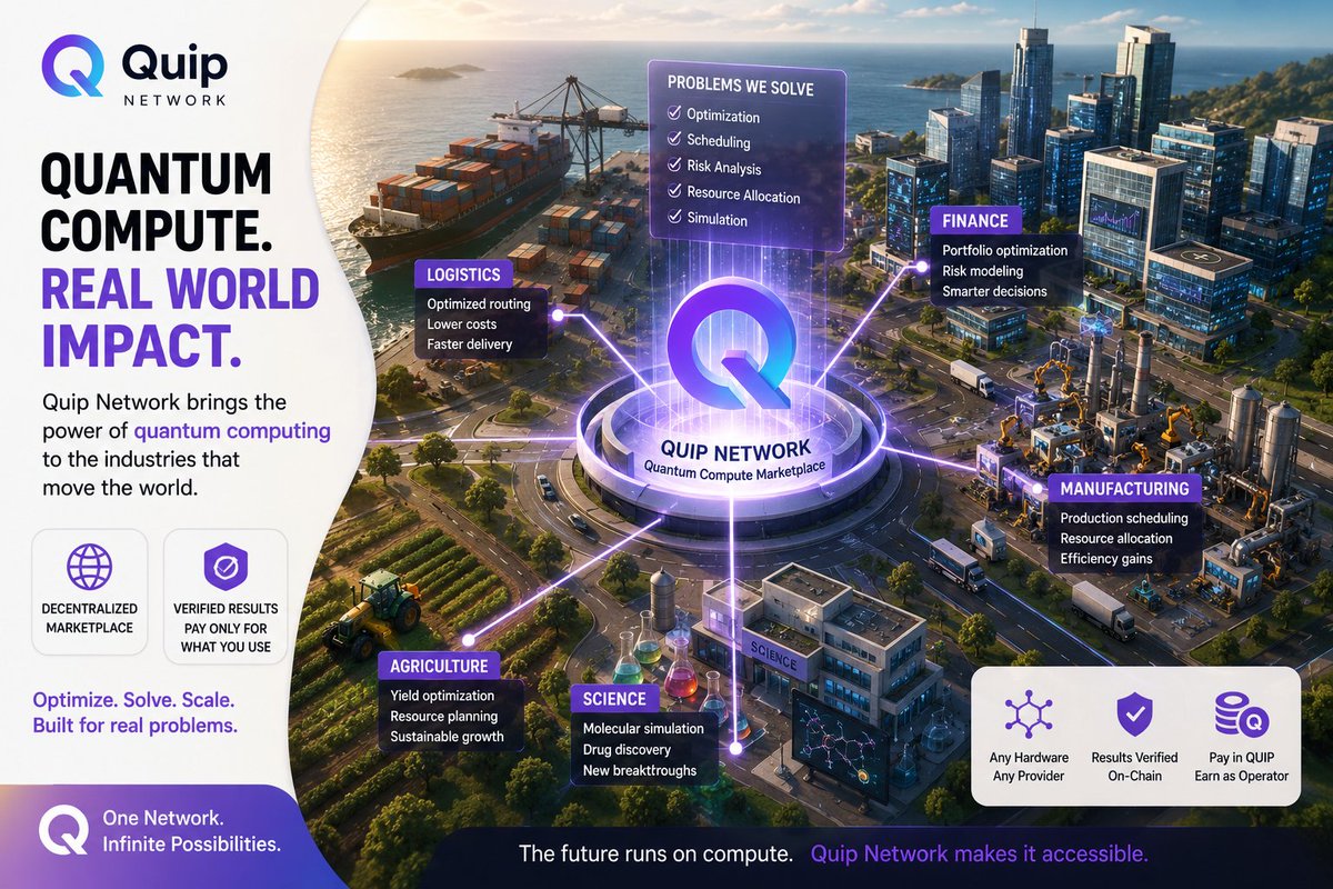 evrendag1284's tweet photo. While finance is one of the most talked about application areas of quantum technology, its potential extends far beyond that.

@quipnetwork  is creating an infrastructure where quantum computing can be used in many areas such as route optimization, production planning, supply chain, risk analysis, and scientific calculations.

I believe that projects focusing on real world problems will generate much more value in the long run.

#QuipNetwork #Quantum #Innovation

If you would like to explore the Quip ecosystem and participate early, you can use my referral link below.

https://t.co/f1aXzHNawO

This is not an advertisement or sponsorship. The "Paid Affiliate" label has been added due to platform X's rules. No compensation or payment has been received for this project. I am sharing this information solely to inform and keep my followers updated. Everyone should do their own research. THIS IS NOT FINANCIAL ADVICE. :)