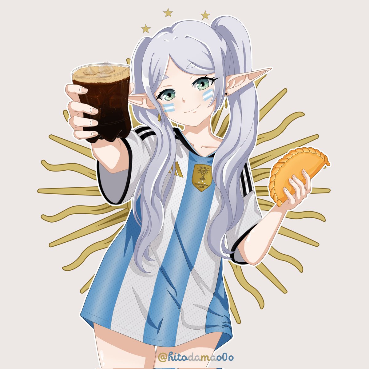 Hitodamao0o's tweet photo. Frieren es Argentina 🇦🇷 
#frieren #worldcup #argentina #fanart #digitalart https://t.co/0K6xA9Bdok