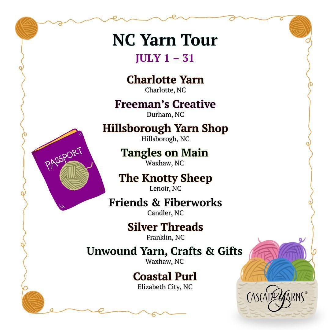 CascadeYarns's tweet photo. โบ๏ธOur NC stockists will help you curate the ultimate of color palette with your Cascade Yarns favorites. Get your yarnie passport stamped on the ๐๐ ๐๐๐ซ๐ง ๐๐จ๐ฎ๐ซ, happening now!
๐งถ๐๐ฏ๐๐ง๐ญ ๐๐๐ญ๐๐ข๐ฅ๐ฌ: https://t.co/enp8BcEUj7
#cascadeyarns #localyarnshop https://t.co/cXauJdZ09s