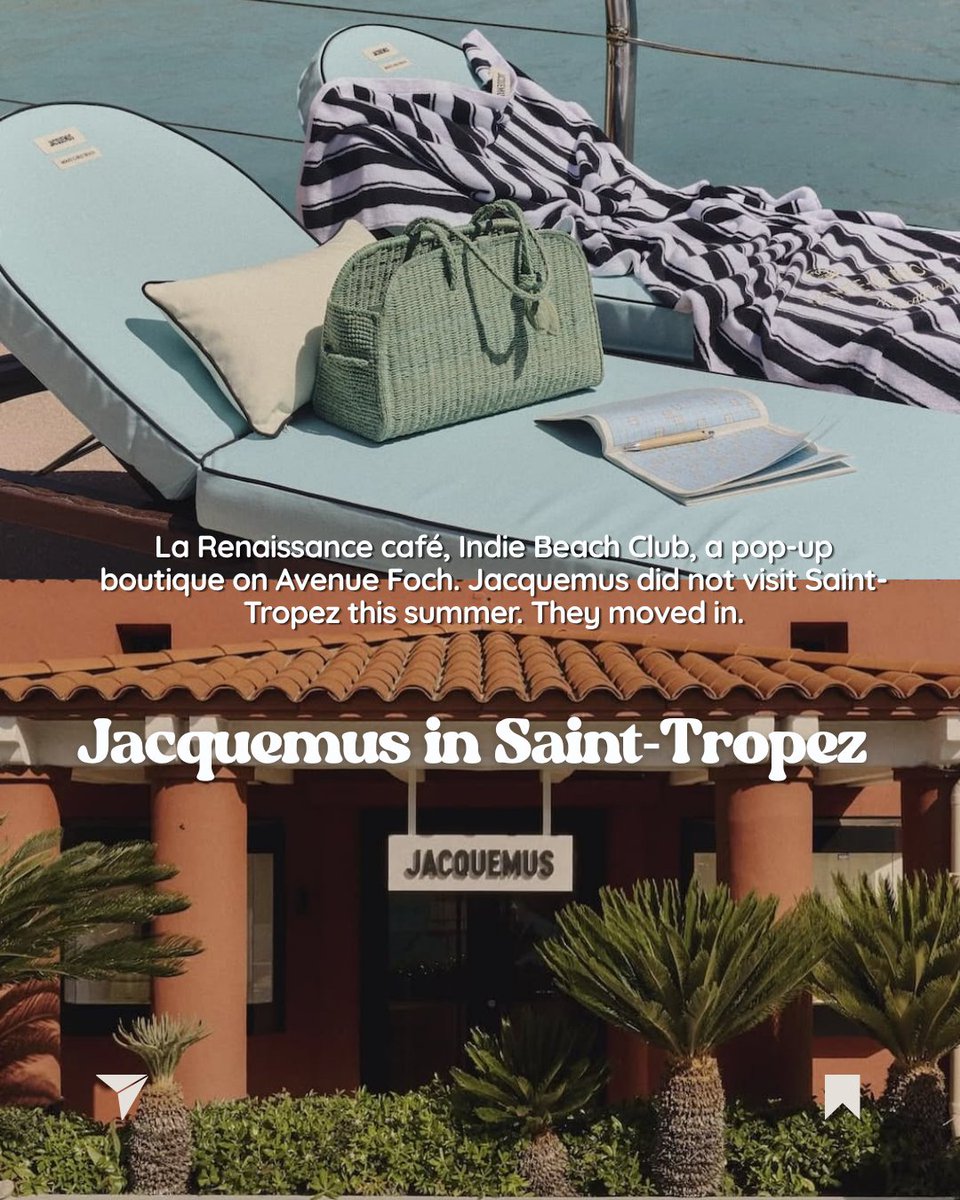 christi_highkey's tweet photo. Euro Summer 2026 in three moves:

Jacquemus striped all of Saint-Tropez, Dior moored a branded gozzo beside Il Riccio in Capri, Alo turned a Cannes yacht into a wellness club.

Different brands, same logic, the environment is the campaign.

Content courtesy @jacquemus @dior @alo. https://t.co/gXveaNloTy