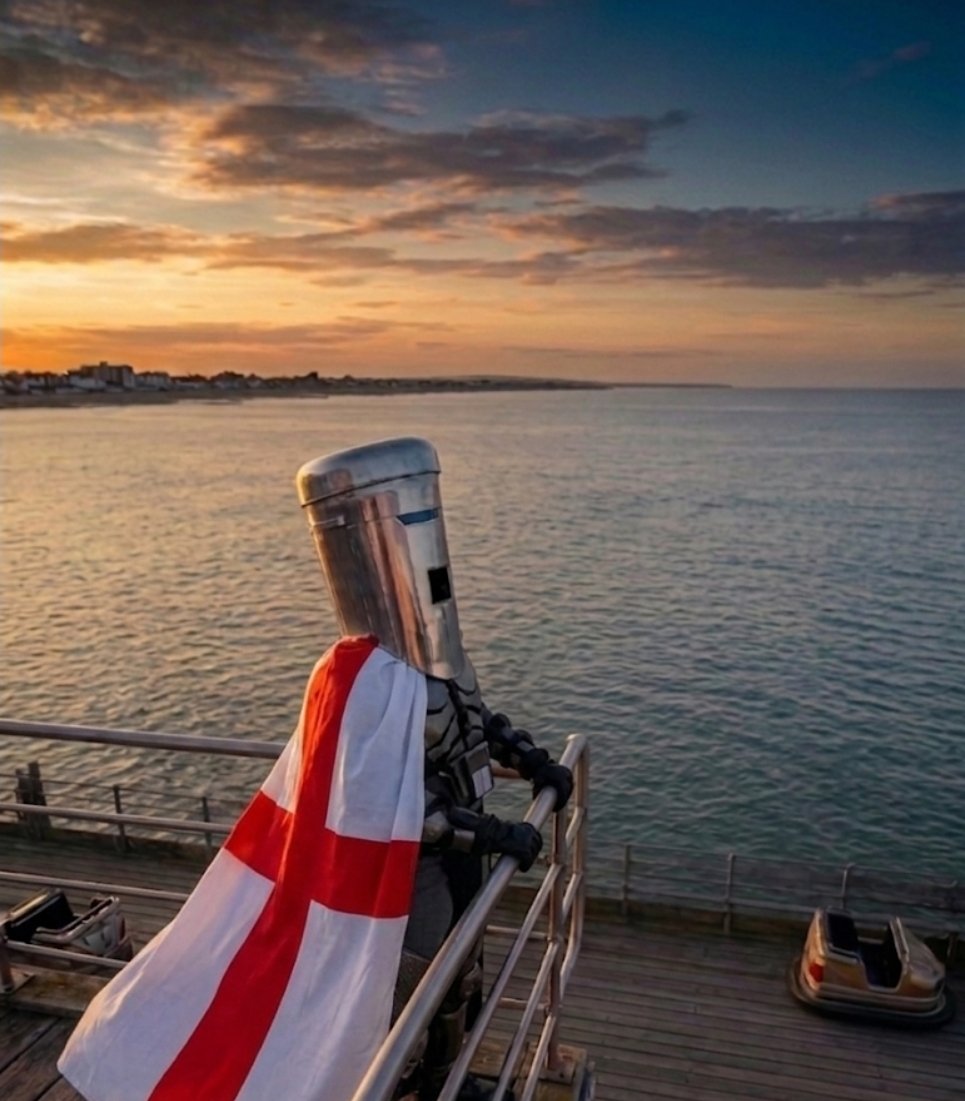 BinfaceFanComm's tweet photo. Wishing England every success against the Norwegians in their quest to bring home the World Cup, a more credible national project than anything proposed by Nigel Farage at an election.

Vote Binface. Bring football home. Put Nigel in the bin. https://t.co/KNdnPKlbkK