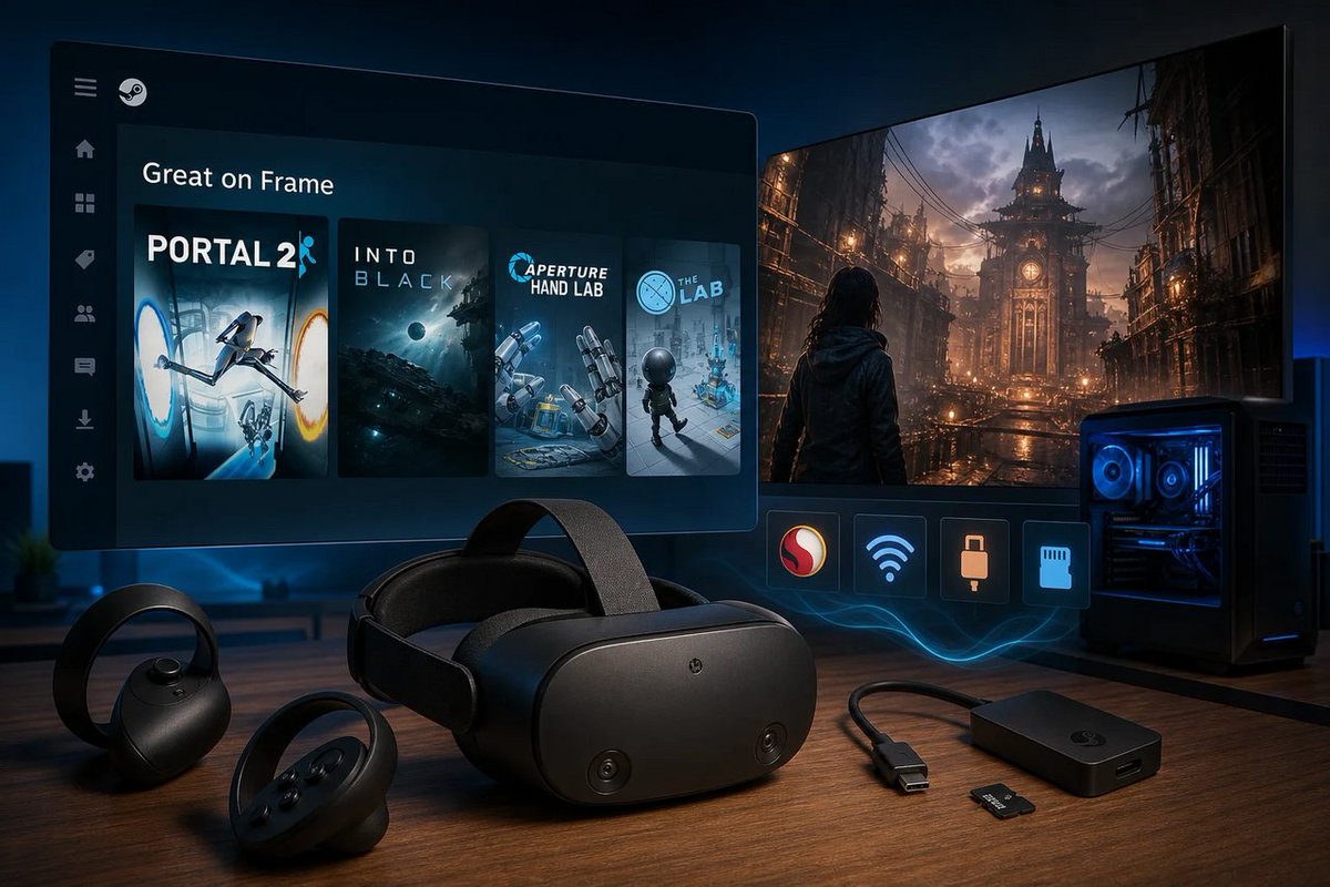 windowsforum's tweet photo. 🎮 Portal 2 joining Steam Frame’s “Great on Frame” list is Valve quietly saying, “Yes, this headset is real.” Tiny launch lineup, huge signal: the storefront is warming up before the hardware does.
https://t.co/cZQo5kGPmC
#Steamos #VirtualReality #SteamFrame #PcGaming https://t.co/CDUQyvVFf4