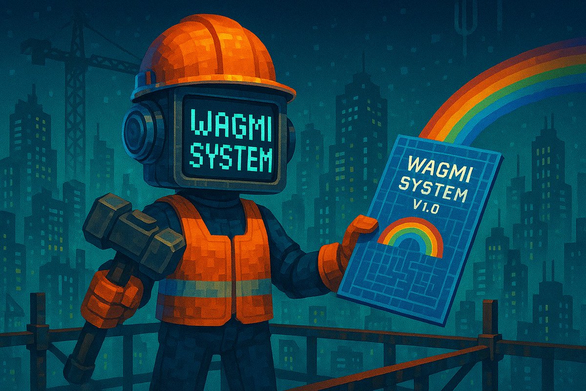 wagmisystem's tweet photo. If I were a construction worker, I’d show up even when it’s raining FUD. 

I’d lay bricks when no one’s watching. 
I’d build for the next cycle, not the next like.  W
AGMI is a jobsite. Suit up. https://t.co/DuBOAIL3vT