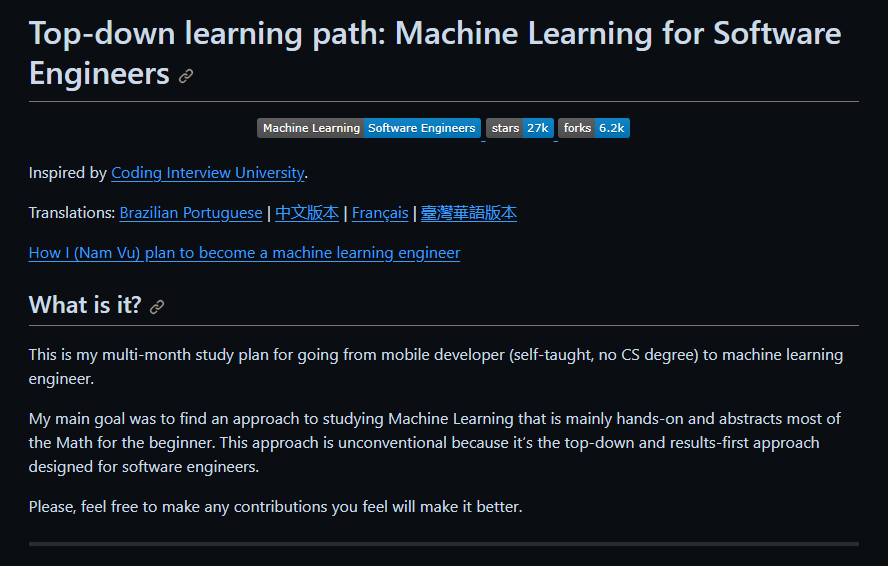 DanKornas's tweet photo. Machine Learning for Software Engineers

An approach to studying Machine Learning that is mainly hands-on and abstracts most of the Math for the beginner. --- Get Access to: 📚 Personalized instructor guidance 🔍 Early access to AI resources 👨‍… https://t.co/jAh5b7mHgi
