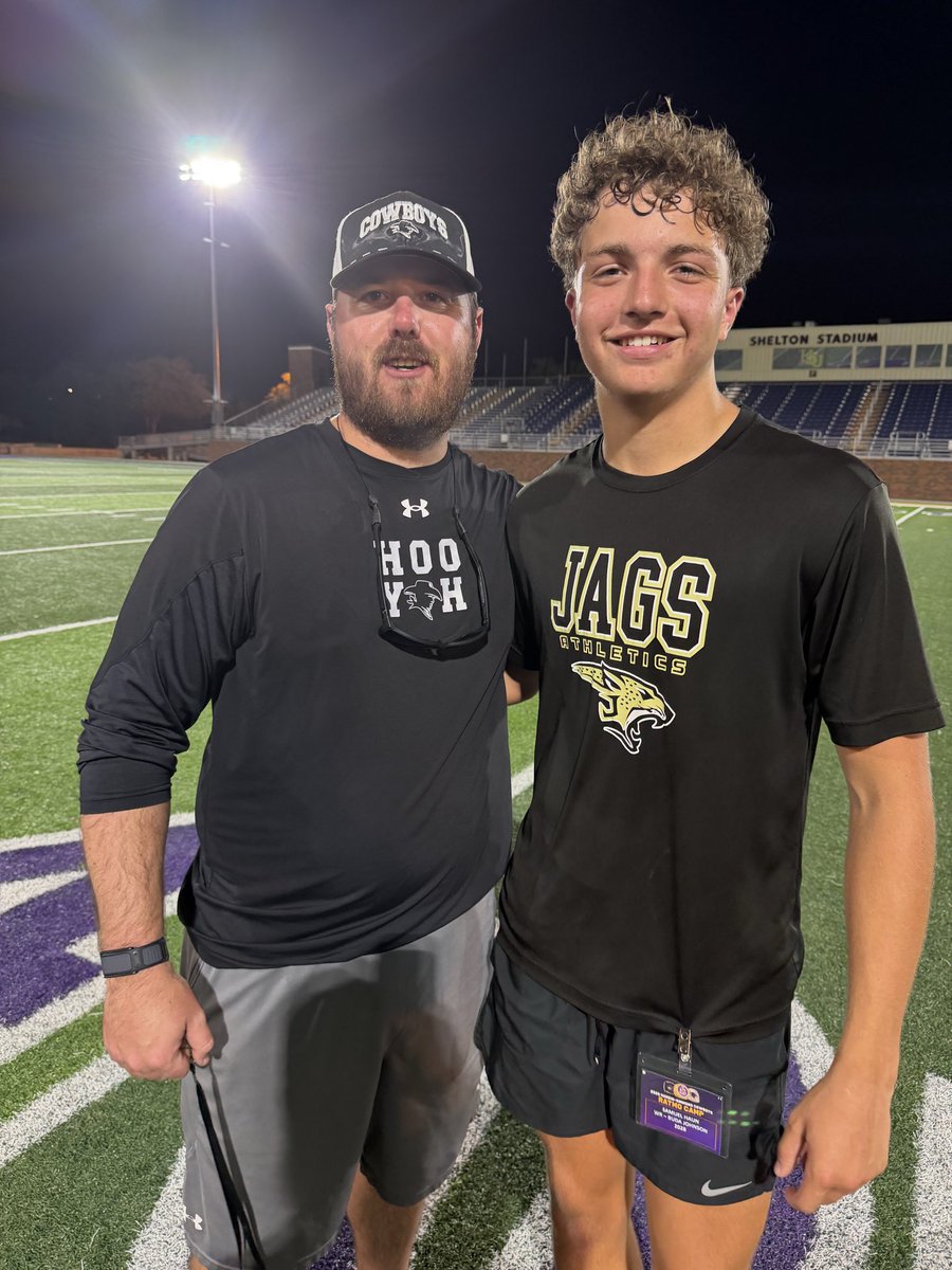 Samhaun13's tweet photo. Had a great time at @HSUCowboys RATMO camp last night. Thank you @CoachElkinsHSU for helping me perfect my craft. And thank you to @CoachGGlynn and @Whitehead_HSU for a great talk afterwards. Go Cowboys!!!

@CoachCarlin @coacharmatta @CoachAntoine @CoachNickATX @BudaJagsFB @JeffreyHaun @mnhaun