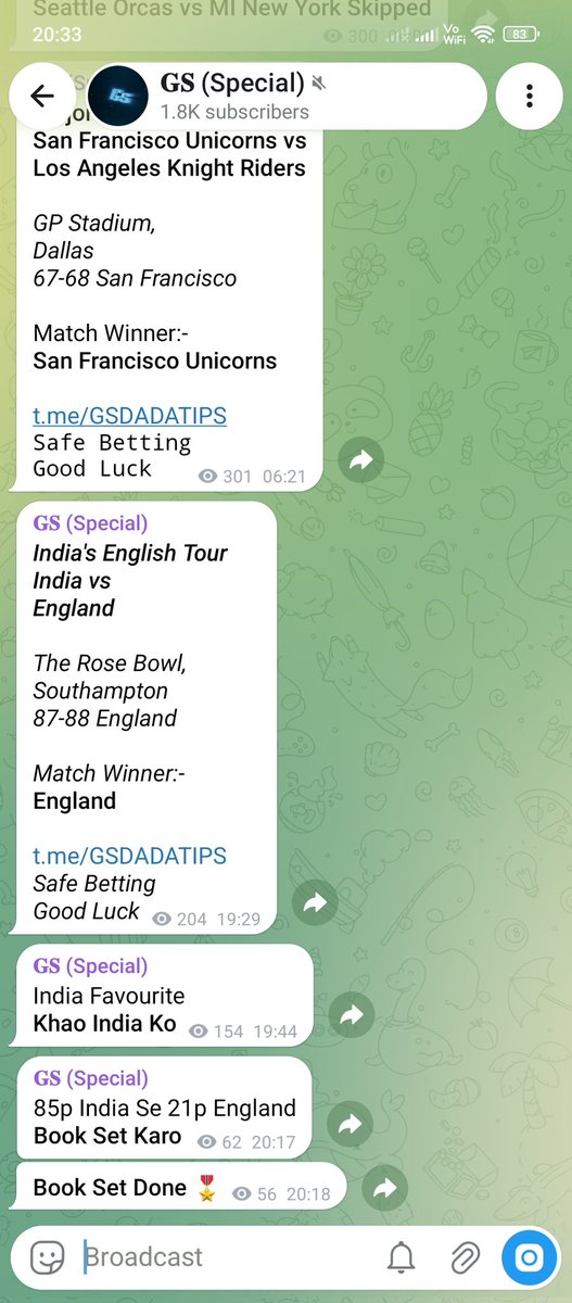 gsdadatips's tweet photo. India's England Tour
#INDvENG #INDvsENG #ENGvIND #ENGvsIND #India #England #IND #ENG
#T20League #T20 #ODI #CricketPrediction #CricketJackpot #CricketBet #CricketTipster #CricketTipper #Tipster #Tipper
#IPL #LPL #BPL #T20Blast #CPL #PSL #BigBash #BBL #SA20 #ILT20 #MLC #The100 https://t.co/nFlnhNPvZo