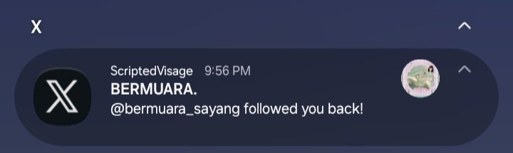 ScriptedVisage's tweet photo. Thank you for this notification. Lumayan mengobati penat hari ini, @bermuara_sayang. https://t.co/ztln4AiLpR