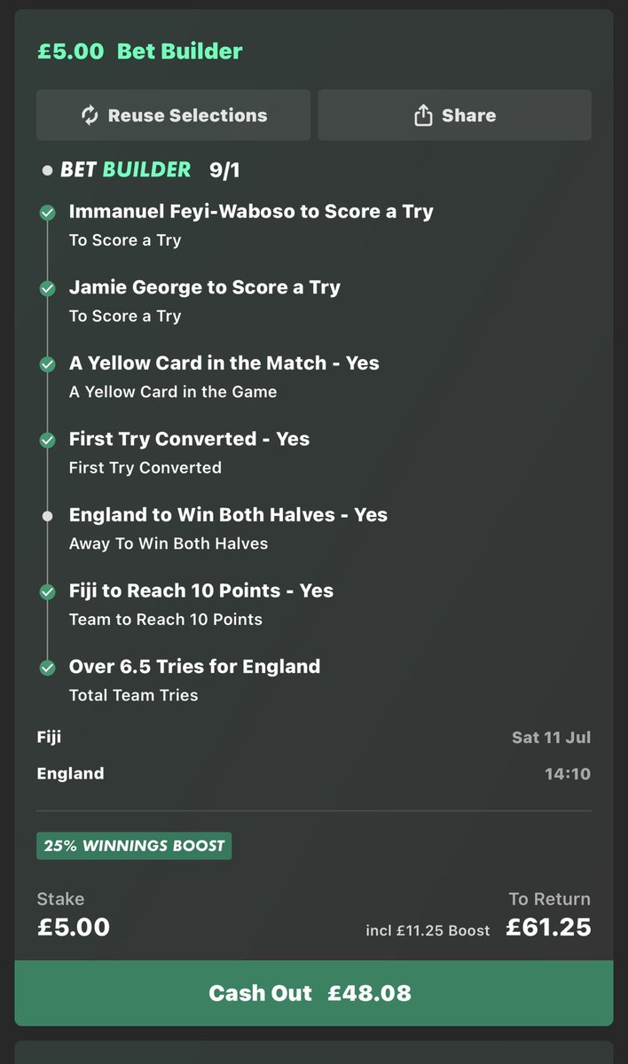 findomadd099's tweet photo. England have scored 31 points in the 2nd half compared to Fijis 5 points and yet this is my cash out with 6 mins to go 😂 

Denise is having a laugh right? https://t.co/CoYT5THxao