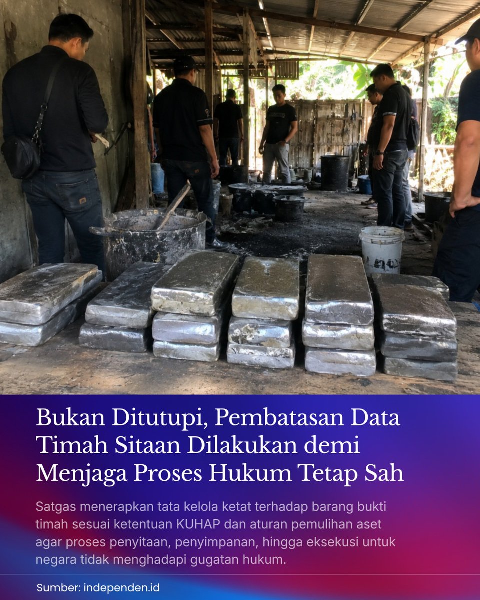 newsdigix's tweet photo. Dalam proses hukum, pengelolaan barang bukti harus pikuti aturan agar memiliki kekuatan hukum yang sah. Pembatasan data bukan berarti menutup informasi, tapi bagian dari menjaga integritas penyidikan hingga proses hukum selesai. #bangkabelitung #pttimah #timahfu #PenegakanHukum https://t.co/8Cp8hTVIjk