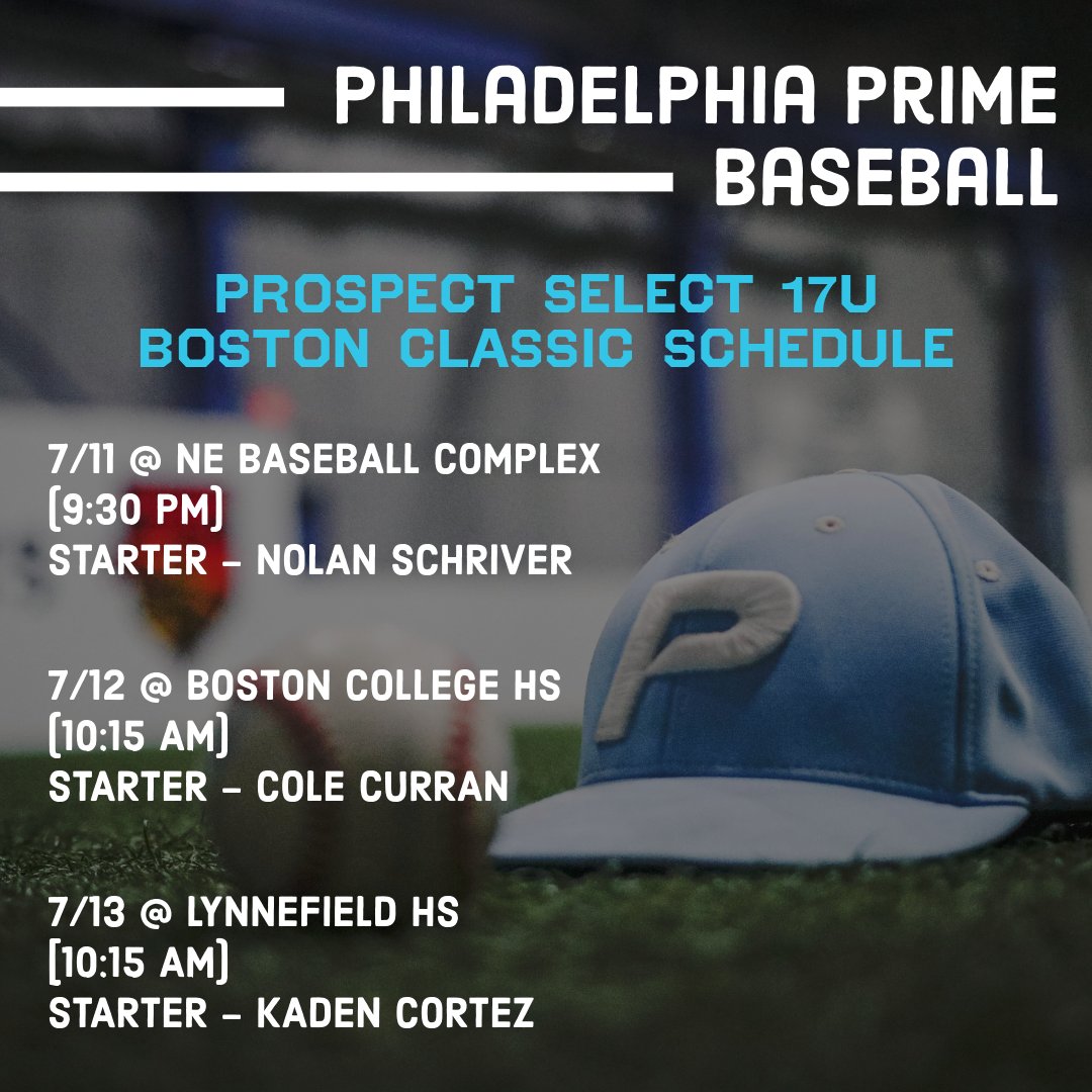 PhillyPrime8's tweet photo. Philadelphia Prime Baseball 2027 Scout looks forward to participating in the Prospect Select Boston Classic this coming weekend.
@TKRecruitingNY
@NextLVLProspect https://t.co/yWPI5n1iZn