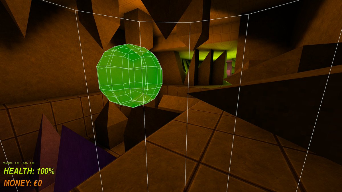 StomyGame's tweet photo. For this #ScreenshotSaturday, witness the miracle of convex brush collision! I built this whole elaborate test level, only to find out all of the edge cases just work out of the box and instead I finished the week adding stair-handling and crouching. https://t.co/rOGuJ0UIdP