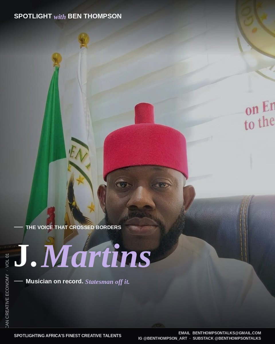 Benthompson_art's tweet photo. Before "pan-African collab" was a trend, @Realjmartins was already doing it. Fally Ipupa. DJ Arafat. Koffi Olomide. Cabo Snoop. Youssou N'Dour. Two decades, four albums, one voice that never stopped crossing borders.
New Spotlight is live. 🔗 in bio
#SpotlightWithBenThompson https://t.co/aQOEm6Nfme