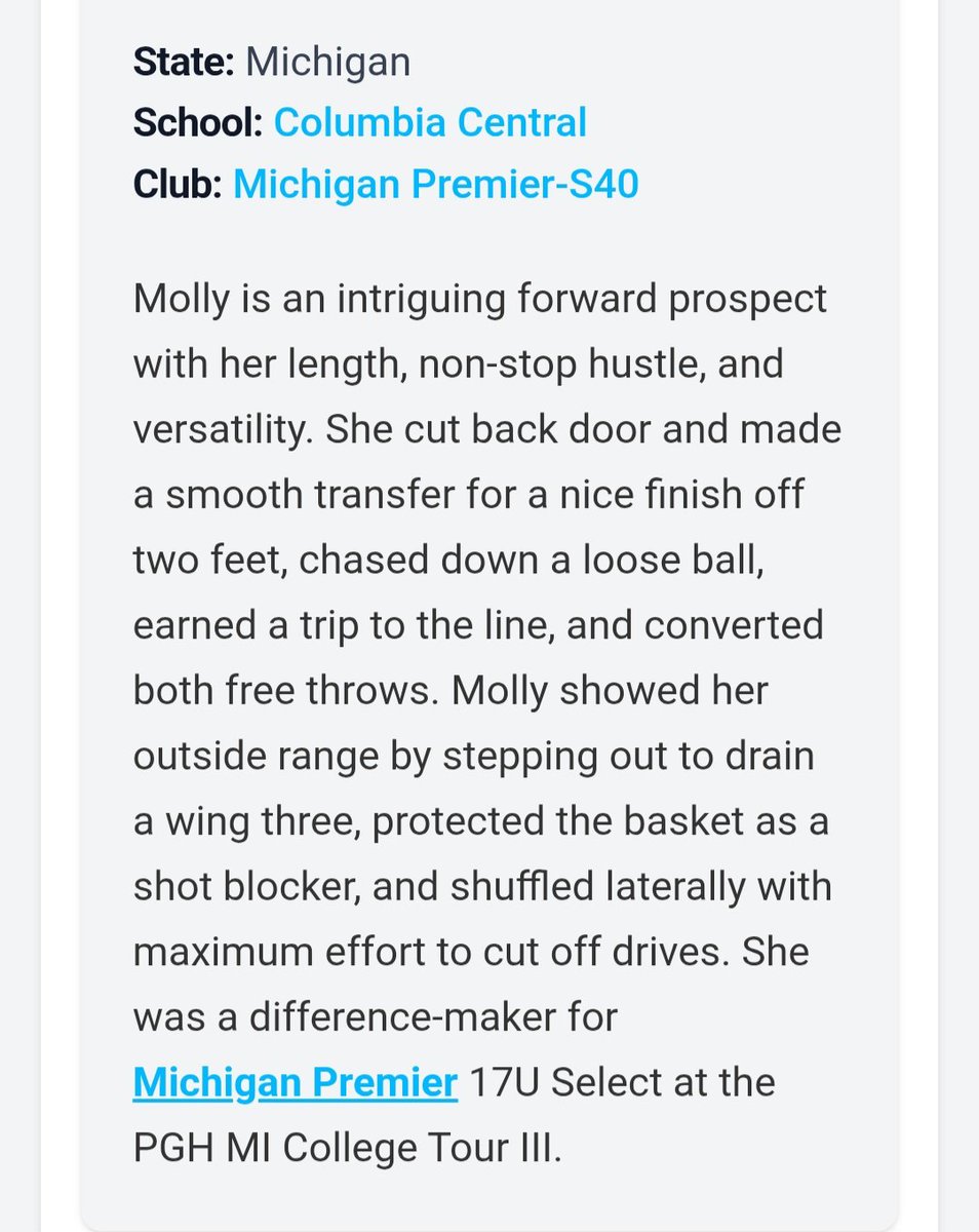 MollySierer_32's tweet photo. Thank you Evan Bell for the writeups!! I appreciate it🧡 I'm gonna keep working hard and earning it💪

@MIpremierbball @MichHSBball @MPremier2727782 @PGHMichigan @pgh_Danyle @iamtwillis @wadesworld32 @CoachEvanBell @CCwomensBBall @CoachOnealCC https://t.co/hzfewi8Vf0