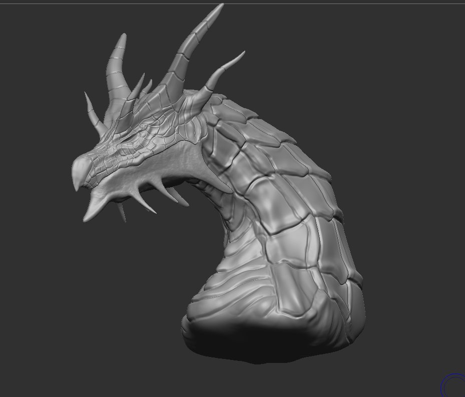 Zkunkun28's tweet photo. 速そうなドラゴンをイメージして作成。
息抜き程度にやったので、首から上のみ。
1作品目よりも早く掘れるようになったのは嬉しい、
ただ、頭と胴体が少し別物感あるのが反省点。
右のは色を付けてみたかっただけです。
#Zbrush #3DCG #DigitalSculpting #Dragon https://t.co/ZFIUmV1Hzw