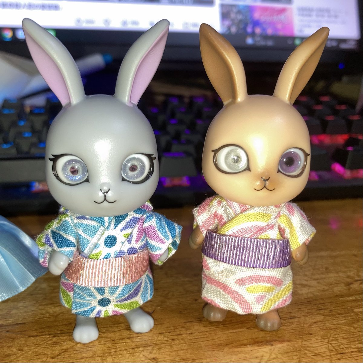 Syake3_Salmon's tweet photo. 浴衣出来た🐰

普通に浴衣として作ったら腕の構造上着せ��なくて作り直したのは内緒🤫

小さいの難しいねぇ https://t.co/lY6LOck4Oy