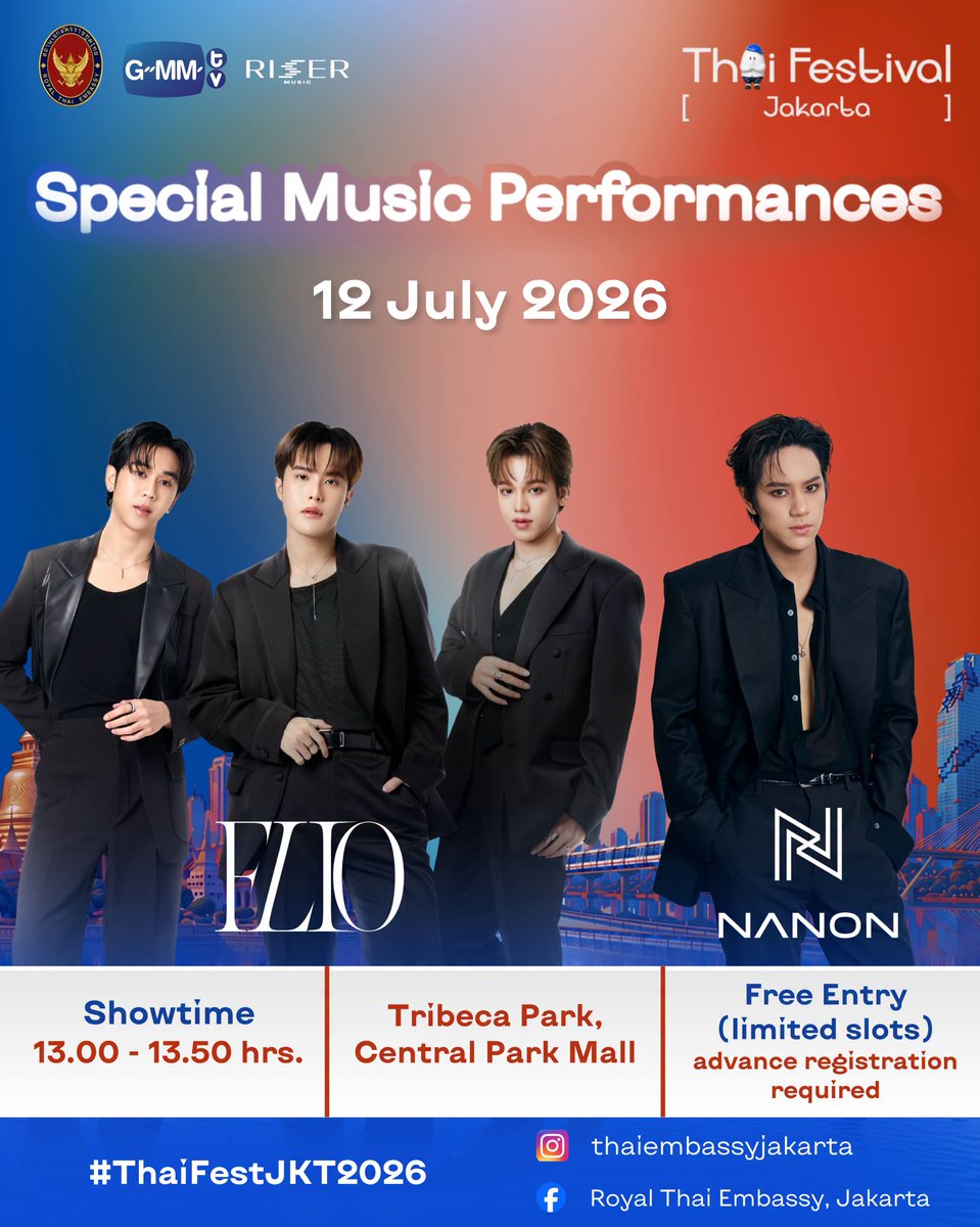 trend_nanonth's tweet photo. SCHEDULE UPDATE 
#mynameisnanon #nanon_korapat 

Thai Festival Jakarta 
🗓12 JULY 2026
⏰️1.00 PM 🇹🇭  
📍Tribeca Park, Central Park Mall

NANON AT THAIFEST JKT
#ThaiFestJKT2026
#ThaiFestJKT2026xNanon

Start Trends : 12.45 PM (GMT+7) 🇹🇭 https://t.co/PvWW505QnN