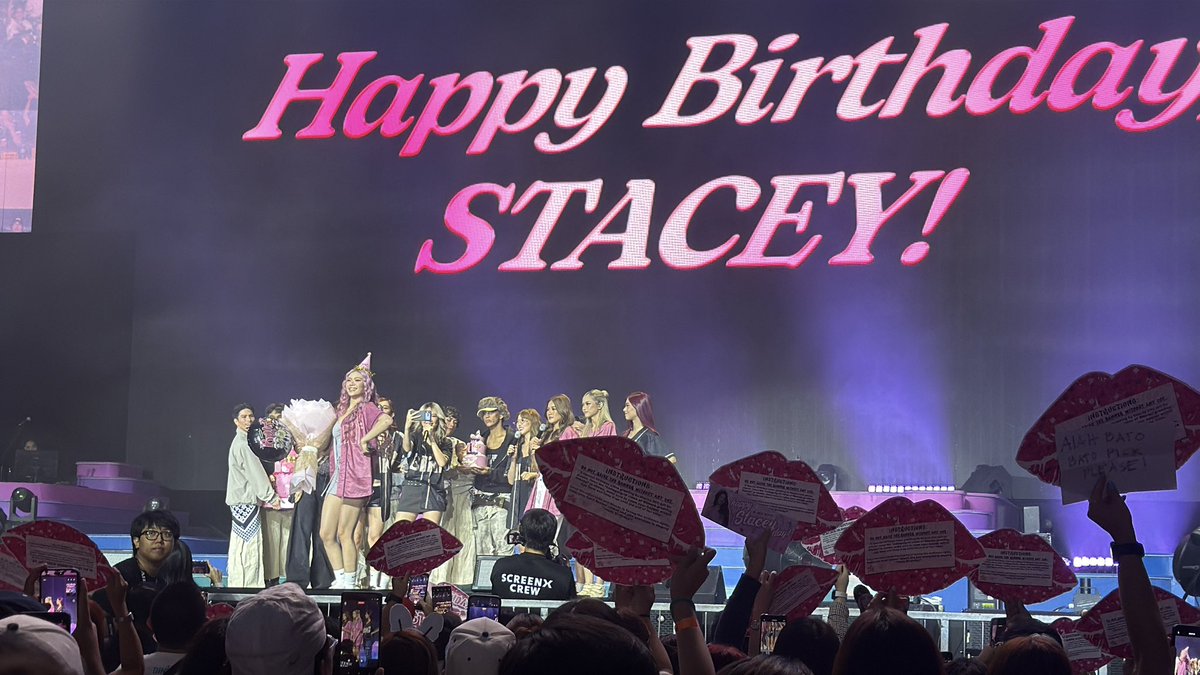mjfelipe's tweet photo. LOOK: Happy birthday Stacey! @bini_stacey 

BINI's main rapper Staku had a special birthday moment during BINI's soundcheck session, earlier today - cakes, flowers, special fan video and birthday banners. https://t.co/EXC92JeIU7