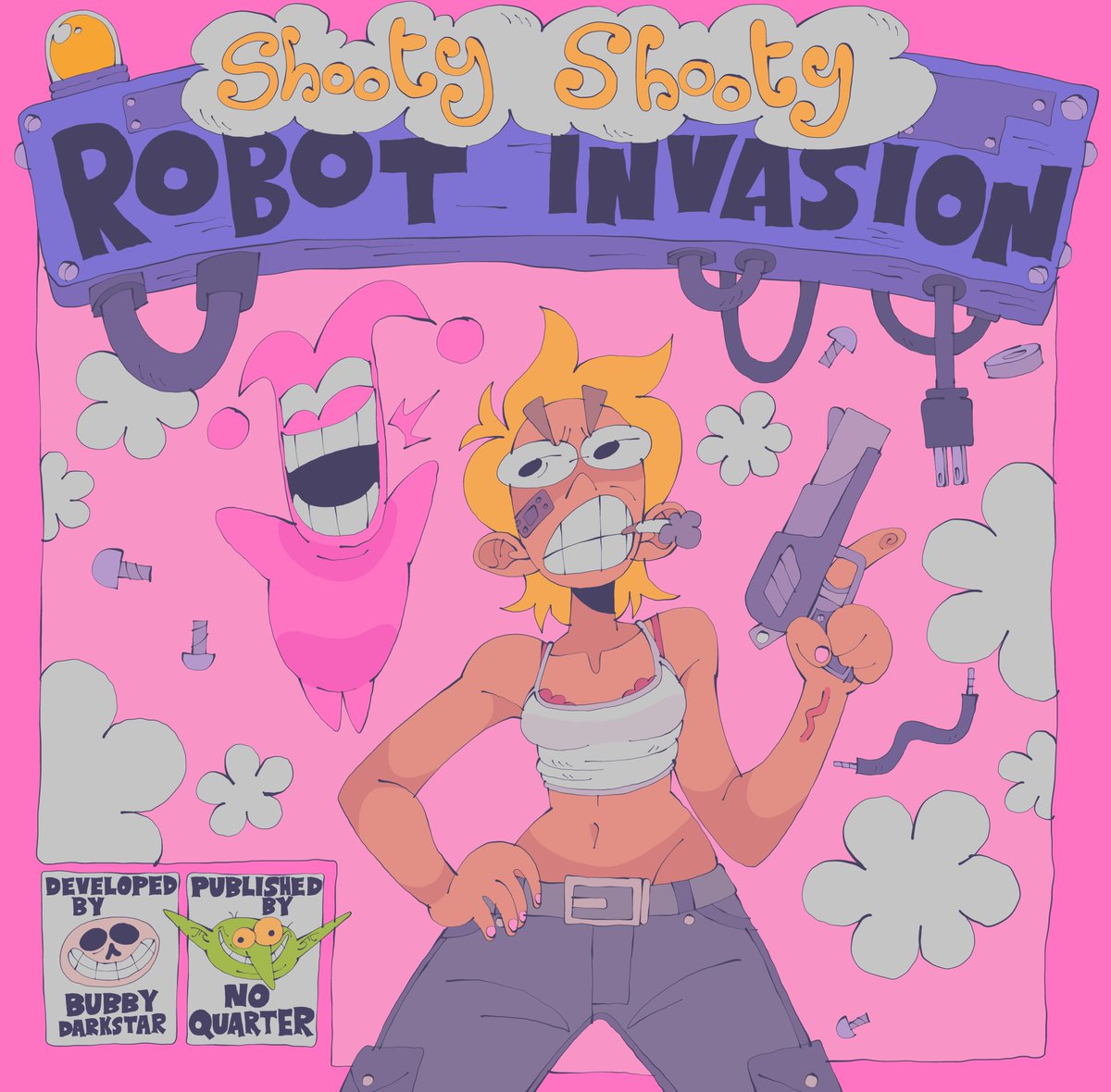 NoQuarterSoft's tweet photo. The PC physical version of Shooty Shooty Robot Invasion is up for pre-order via LootBox Gaming!   DRM free with a custom installer. 

Buy it, share it, swap it, save it, do whatever you want with it, it's yours! Our dedication to physical media continues 💚 https://t.co/bmOCY4LYKN