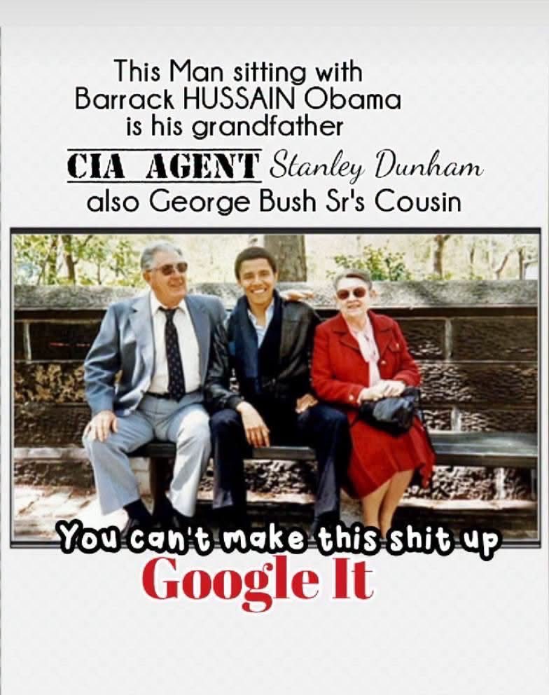 PaulGoldEagle's tweet photo. 💥You can't make this up
Google It‼️

👉This Man sitting with Barrack HUSSAIN Obama is his grandfather
CIA AGENT Stanley Dunham also George Bush Sr's Cousin

♠️🇺🇸 Obama is part of the Skull &amp; Bones Bush Bloodline.  All related, All demons. 👿 Reptilians 🦎 https://t.co/uJsGzMHNzz