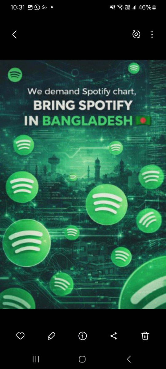 AlimaSulta2txs's tweet photo. Hello, @SpotifyStatus, @SpotifyCares 

it's been 5 years since @spotify was launched in Bangladesh and we still don't have our own regional charts, We'd like to know the demand of artists here, please consider our idea, thank you!

#BringSpotifyChartstoBD 
#BDdeserveSpotifyChart https://t.co/ENTmw4749a