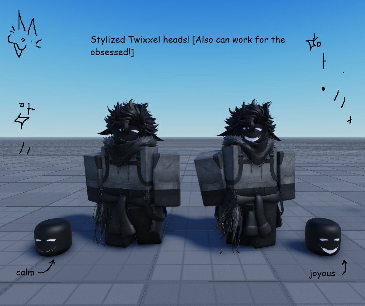 Wellimtoast's tweet photo. New ugc &amp; Clothing! 🌟

Made Twixxel's head(s)! 2 expressions available! 

(They can also be used for the obsessed!) 

Find them here! -> https://t.co/Qe06GdUip5

Also updated the clothing a wee bit! 

#Roblox #RobloxDEV #UGC #RobloxUGC https://t.co/AHE1IW9hln