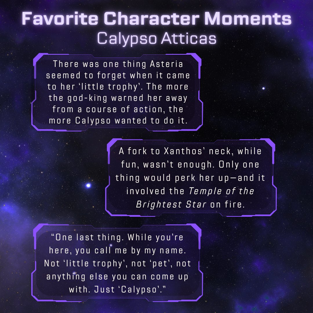 KLLempereur's tweet photo. And now for some of my absolute favorite quotes and character moments from Calypso and Asteria being toxic and queer.

Find out the context for all of these in THE BRIGHTEST STAR IN THE SKY, a Bury Our Bones x TLT x Mad Max science fantasy extravaganza.

#ProfilePit #Q #A #SF #F https://t.co/Wy8xFUZymq