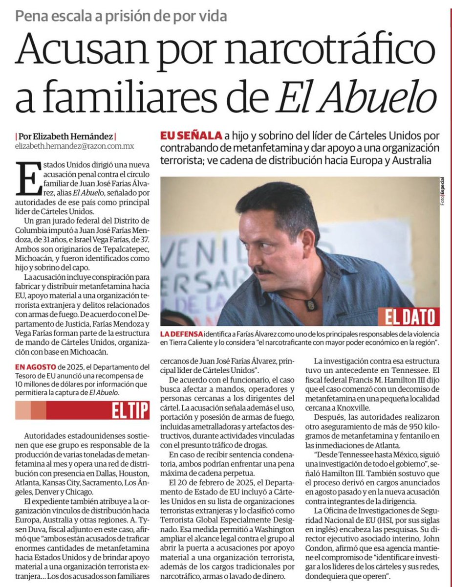 FDoringCasar's tweet photo. El caso de "El Abuelo" en Tepalcatepec, Michoacán de la #Linotiia de @penileyramirez, quien fuese detenido por última ocasión en mayo de 2018 y quien cuenta con varias órdenes de aprehensión vigentes en México, ilustra perfectamente la alianza electoral de impunidad entre el crimen organizado y el #CártelDeMorena

@TheJusticeDept ofrece una recompensa de 10 millones de dólares por él pues le imputan la distribución de metanfetaminas en Texas, Georgia, California, Missouri, Illinois y hasta en Europa y Australia

Mientras a pesar de las denuncias de sobornos a altos mandos militares a cambio de protección hechas ante @Claudiashein y @OHarfuch, en México nadie le molestado, ni incomodado desde 2019