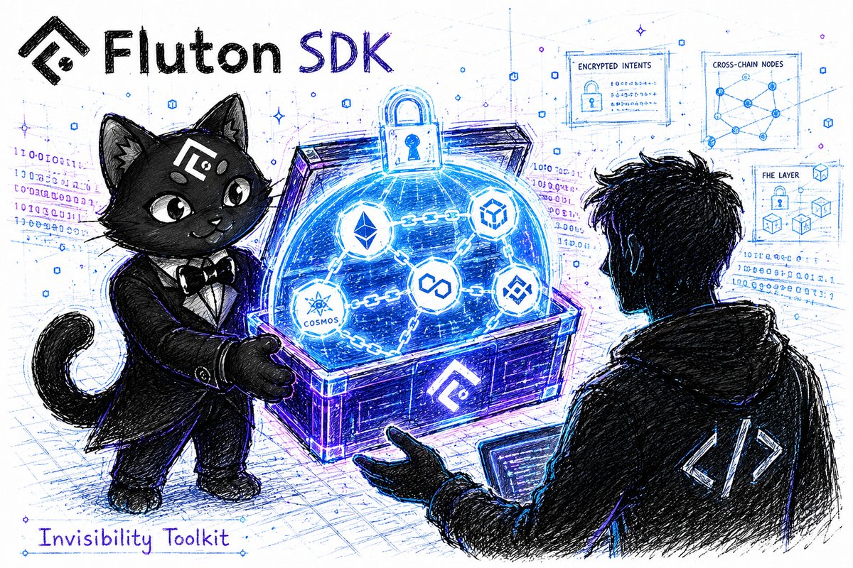 aeroxdn's tweet photo. A developer starts building a cross-chain application

The feature list is straightforward

Private execution isn't

Protecting transaction details usually means stitching together multiple tools, redesigning workflows or accepting compromises somewhere along the way

That's why the upcoming @FlutonIO SDK caught my attention

Instead of treating confidentiality as an optional add-on, it makes encrypted intents part of the development flow from the beginning. Applications can submit cross-chain intents while sensitive information stays encrypted throughout execution. The network computes directly on encrypted data using fully homomorphic encryption, allowing requests to be processed without exposing details to validators, relayers or outside observers

For builders, that opens the door to applications where:

> transaction details remain confidential during execution
> cross-chain workflows stay private by design
> encrypted intents integrate through a familiar TypeScript SDK
> developers can focus on product logic instead of building custom privacy infrastructure

What I appreciate most is the philosophy behind it

Rather than keeping the underlying technology behind closed doors, Fluton is packaging this confidentiality engine into tools that other teams can build with. It's like gifting developers their own ready made invisibility toolkit. Privacy no longer feels like something you have to fight for or stitch together later. It simply becomes part of the foundation

Good infrastructure doesn't stop at solving a problem once. It gives other builders the ability to solve new problems on top of it

I'm looking forward to seeing what developers create once this SDK is in their hands

Sometimes the biggest impact comes from enabling thousands of builders instead of launching one more application