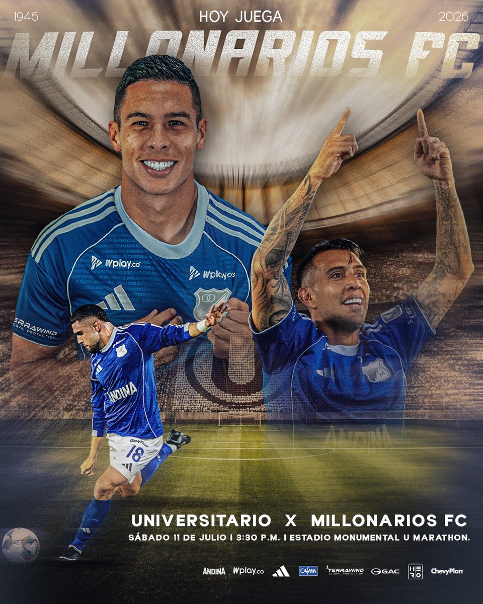 MillosFCoficial's tweet photo. ¡HOY VUELVE EL EMBAJADOR! 🔥🇵🇪💙💪Ⓜ️ ¡HOY JUEGA MILLONARIOS!

⚽ El balón rodará a las 3:30pm en el Estadio Monumental U Marathon para nuestro juego frente a Universitario.

▶️ El partido podrá verse a través del canal de YouTube de UniversitarioTV para los miembros del canal. https://t.co/w6AfqH2JOI