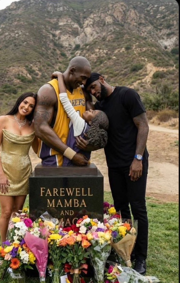 JuntaMiles2's tweet photo. LeBron and Savannah paying their respects at the Kobe &amp; Gigi memorial, wrapped in the quiet strength of friendship that only legends truly understand. https://t.co/VzMizgp0dY