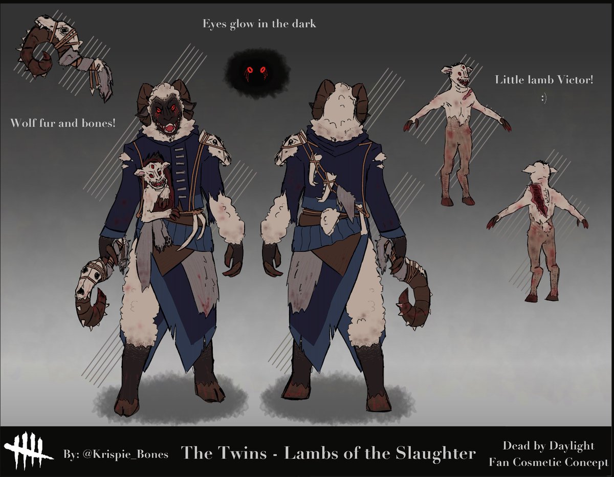 Krispie_Bones's tweet photo. @DeadbyDaylight I hope twins get a skin, here’s my submission for them :D

Good luck to everyone participating this year! https://t.co/e7N7wlb2rI