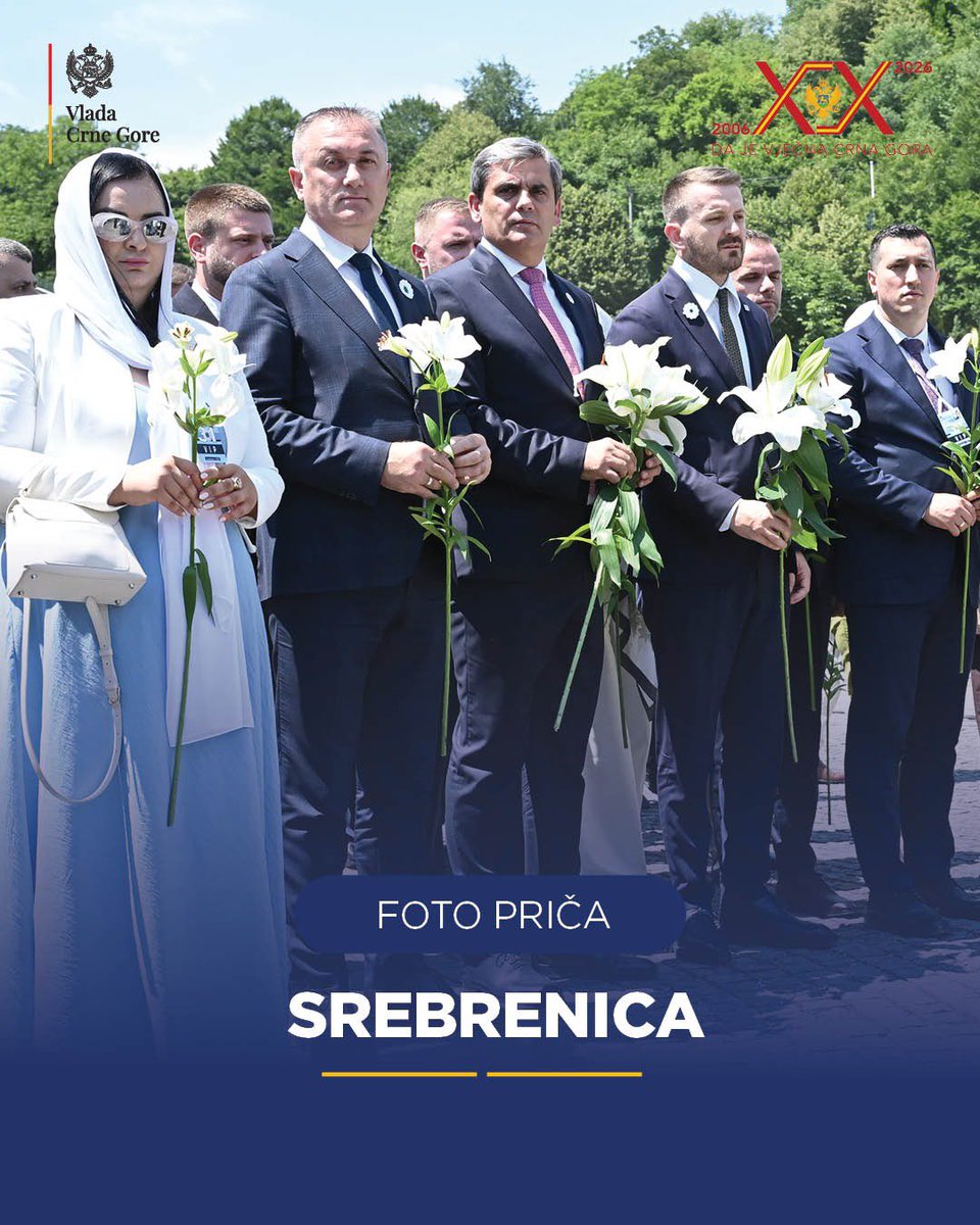 VladaCG's tweet photo. 🇲🇪🇧🇦 Potpredsjednik Vlade Crne Gore i ministar vanjskih poslova @ErvinIbrahimov1 predvodio je delegaciju Vlade Crne Gore na komemoraciji povodom obilježavanja 31. godišnjice genocida u Srebrenici. https://t.co/TeZwZVUhVq