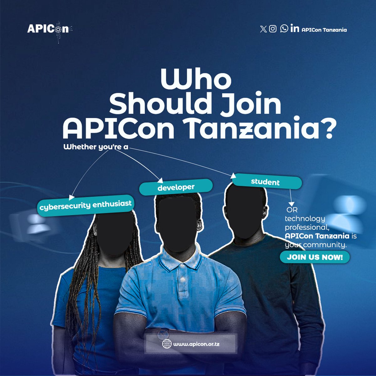apicontz's tweet photo. Students. Developers. Cybersecurity enthusiasts. Tech professionals.

APICon Tanzania is your community to learn, connect, and grow.

Everyone Starts Somewhere.🚀🚀

#APIConTanzania #TanzaniaTech https://t.co/w2OitYa1yS