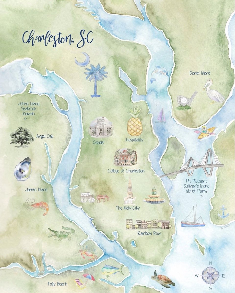 ChuckTownDaily's tweet photo. Such an inviting illustrated watercolor map of Charleston, South Carolina 🫶🫶🫶
Artist: https://t.co/oZ3j7twJoO
#charleston #charlestonsc #charlestondaily #charlestonlocal #southcarolina https://t.co/3hb2p9NxMB