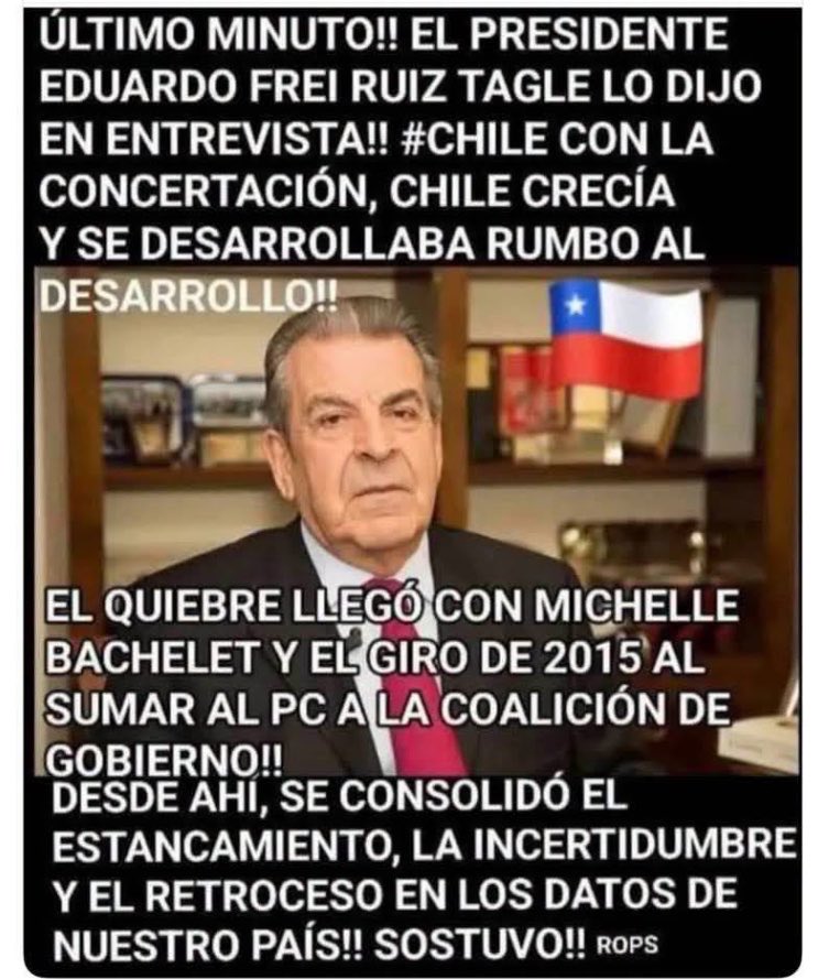 Pedrote42680211's tweet photo. Totalmente cierto
Chile se empezó a joder con Bachelet y la nueva mayoría https://t.co/mJZWflmPDb
