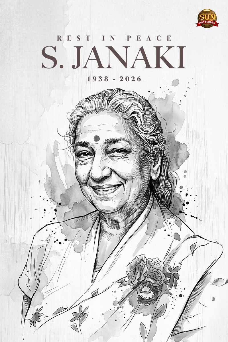 sunpictures's tweet photo. A voice that touched generations. Deepest condolences to her family and loved ones. Rest in peace, #SJanaki

#RIPSJanaki https://t.co/8Nszc1DN9B