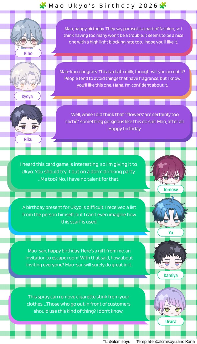 alcmisoyu's tweet photo. 🧩Mao Ukyo's 2026 Birthday Lines Translation
#BreakMyCase #BureMai #brmytl https://t.co/nuK1avQ2wg